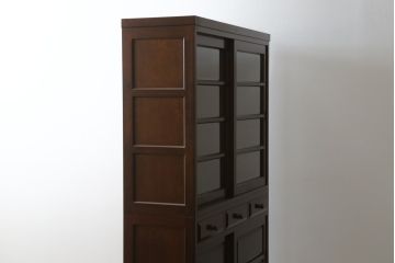 中古　美品　松本民芸家具　シンプルで使いやすいK-3型食器棚(戸棚、収納棚、飾り棚、キャビネット)(定価約74万円)(R-073706)