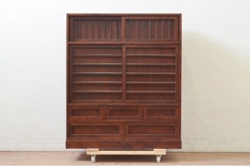 中古　美品　松本民芸家具　MA型　落ち着いた品のある佇まいが魅力的な茶タンス(茶箪笥、茶棚、収納棚、戸棚、引き出し)(定価約52万円)(R-073708)