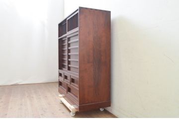 中古　美品　松本民芸家具　MA型　落ち着いた品のある佇まいが魅力的な茶タンス(茶箪笥、茶棚、収納棚、戸棚、引き出し)(定価約52万円)(R-073708)