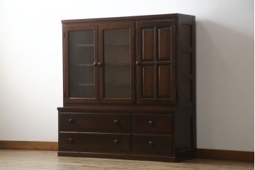 中古　美品　松本民芸家具　落ち着きのある佇まいが魅力的な収納棚(戸棚、飾り棚、食器棚、キャビネット、引き出し)(R-073709)