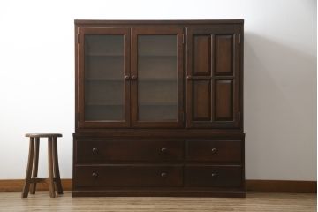 中古　美品　松本民芸家具　落ち着きのある佇まいが魅力的な収納棚(戸棚、飾り棚、食器棚、キャビネット、引き出し)(R-073709)