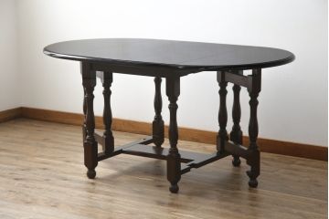 中古　美品　松本民芸家具　M型　洗練されたデザインが魅力的な楕円バタフライ卓(I)(エクステンションテーブル、バタフライテーブル、食卓、ダイニングテーブル、2人掛け、4人掛け)(定価約35万円)(R-073714)