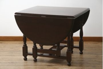 中古　美品　松本民芸家具　M型　洗練されたデザインが魅力的な楕円バタフライ卓(I)(エクステンションテーブル、バタフライテーブル、食卓、ダイニングテーブル、2人掛け、4人掛け)(定価約35万円)(R-073714)
