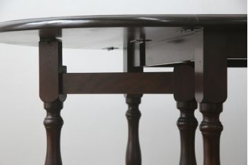中古　美品　松本民芸家具　M型　洗練されたデザインが魅力的な楕円バタフライ卓(I)(エクステンションテーブル、バタフライテーブル、食卓、ダイニングテーブル、2人掛け、4人掛け)(定価約35万円)(R-073714)
