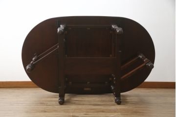中古　美品　松本民芸家具　M型　洗練されたデザインが魅力的な楕円バタフライ卓(I)(エクステンションテーブル、バタフライテーブル、食卓、ダイニングテーブル、2人掛け、4人掛け)(定価約35万円)(R-073714)