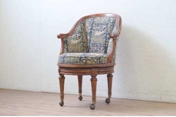 中古　美品!!　DREXEL HERITAGE(ドレクセルヘリテイジ)　品のある佇まいが魅力的な回転チェア(アームチェア、デスクチェア、回転椅子、一人掛けソファ、1人掛けソファ、1Pソファ、椅子、イス)(R-073723)