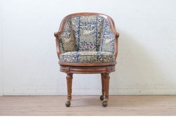中古　美品!!　DREXEL HERITAGE(ドレクセルヘリテイジ)　品のある佇まいが魅力的な回転チェア(アームチェア、デスクチェア、回転椅子、一人掛けソファ、1人掛けソファ、1Pソファ、椅子、イス)(R-073723)