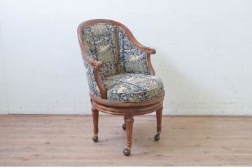 中古　美品!!　DREXEL HERITAGE(ドレクセルヘリテイジ)　品のある佇まいが魅力的な回転チェア(アームチェア、デスクチェア、回転椅子、一人掛けソファ、1人掛けソファ、1Pソファ、椅子、イス)(R-073723)