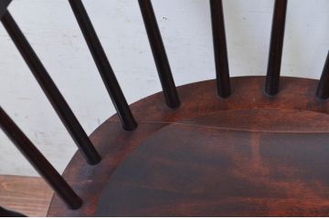 和製ビンテージ　松本民芸家具　#91型　落ち着きのある大人カフェ風インテリアが叶うキャプテンチェア2脚セット(アームチェア、板座チェア、ダイニングチェア、椅子、イス、ヴィンテージ、バラ売り可能)(定価2脚で約26万円)(R-073727)