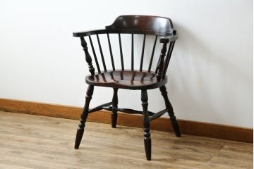 和製ビンテージ　松本民芸家具　#91型　落ち着きのある大人カフェ風インテリアが叶うキャプテンチェア(アームチェア、板座チェア、ダイニングチェア、椅子、イス、ヴィンテージ)(定価約13万円)(R-073727)