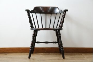 和製ビンテージ　松本民芸家具　#91型　落ち着きのある大人カフェ風インテリアが叶うキャプテンチェア(アームチェア、板座チェア、ダイニングチェア、椅子、イス、ヴィンテージ)(定価約13万円)(R-073727)