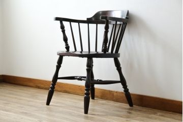 和製ビンテージ　松本民芸家具　#91型　落ち着きのある大人カフェ風インテリアが叶うキャプテンチェア(アームチェア、板座チェア、ダイニングチェア、椅子、イス、ヴィンテージ)(定価約13万円)(R-073727)