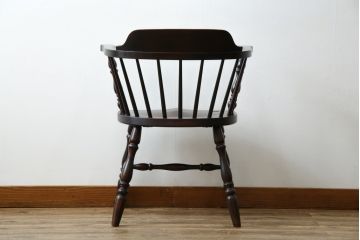 和製ビンテージ　松本民芸家具　#91型　落ち着きのある大人カフェ風インテリアが叶うキャプテンチェア(アームチェア、板座チェア、ダイニングチェア、椅子、イス、ヴィンテージ)(定価約13万円)(R-073727)