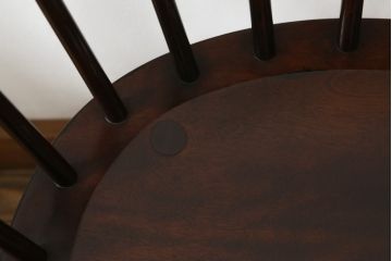 中古　美品　松本民芸家具　#91型　落ち着きのある大人カフェ風インテリアが叶うキャプテンチェア2脚セット(アームチェア、板座チェア、ダイニングチェア、椅子、イス)(定価2脚で約26万円)(R-073728)