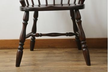 中古　美品　松本民芸家具　#91型　落ち着きのある大人カフェ風インテリアが叶うキャプテンチェア2脚セット(アームチェア、板座チェア、ダイニングチェア、椅子、イス)(定価2脚で約26万円)(R-073728)