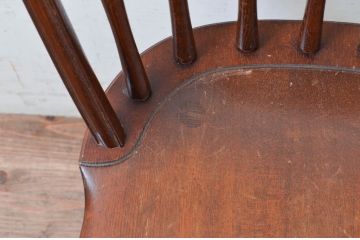 中古　松本民芸家具　楢(ナラ)材　竹節のデザインがお洒落なループバックチェア(II)(ダイニングチェア、椅子、板座チェア)(定価2脚で約27万5千円)(R-073729)