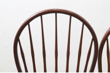 中古　松本民芸家具　楢(ナラ)材　竹節のデザインがお洒落なループバックチェア(II)(ダイニングチェア、椅子、板座チェア)(定価2脚で約27万5千円)(R-073729)