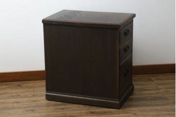 中古　飛騨産業　キツツキ　PROVINCIAL(プロヴィンシャル・プロビンシャル)　味わい深い木の色味が魅力的なキャスター付きデスクワゴン(脇机、サイドチェスト、ナイトテーブル、引き出し)(R-073732)