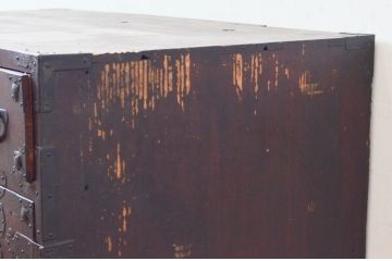 和製アンティーク　上手物!!　前面欅(ケヤキ)材　趣のある佇まいが魅力的な会津帳場箪笥(時代箪笥、和タンス、収納たんす、整理箪笥、引き出し)(R-073736)