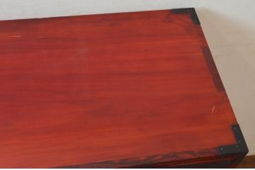 和製アンティーク　希少デザイン!!　前面欅(ケヤキ)材　玉杢　金具がびっしりの二段重ね時代箪笥(重ね箪笥、和タンス、衣装たんす、整理タンス、収納タンス、引き出し)(R-073737)