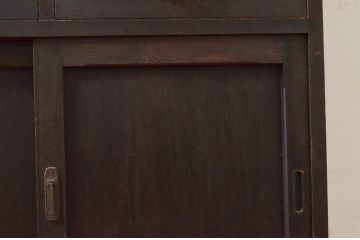 和製アンティーク　大正ロマン　趣のある佇まいが魅力的な二段重ねキャビネット(食器棚、収納棚、戸棚、カップボード)(R-073747)