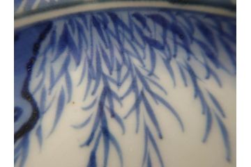 希少　江戸期　古伊万里　染付　唐子に犬図　約17cm　5.6寸　珍しい絵付けが印象的な中皿3枚セット(和皿、和食器、五寸六分)(R-073755)