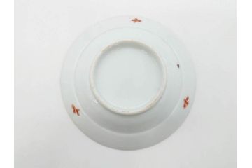 江戸期　古伊万里　染付　金彩　約13cm　4.1寸　優雅に舞う鶴のデザインが上品な雰囲気を醸し出す小皿3枚セット(つる、ツル、和皿、和食器、四寸一分)(R-073756)
