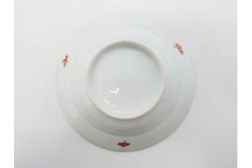 江戸期　古伊万里　染付　金彩　約13cm　4.1寸　優雅に舞う鶴のデザインが上品な雰囲気を醸し出す小皿3枚セット(つる、ツル、和皿、和食器、四寸一分)(R-073757)