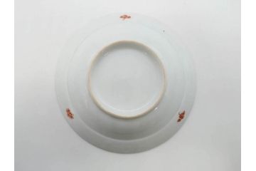 江戸期　古伊万里　染付　金彩　約13cm　4.1寸　優雅に舞う鶴のデザインが上品な雰囲気を醸し出す小皿3枚セット(つる、ツル、和皿、和食器、四寸一分)(R-073757)