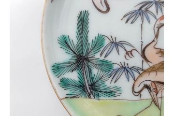 幕末　伊万里　色絵　多様な絵付けが目を惹く小皿&銘々皿5枚セット(鶴、つる、ツル、松、竹、梅、和皿、和食器)(R-073758)