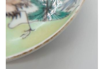 幕末　伊万里　色絵　多様な絵付けが目を惹く小皿&銘々皿5枚セット(鶴、つる、ツル、松、竹、梅、和皿、和食器)(R-073758)