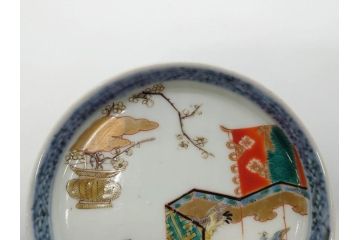 幕末　伊万里　色絵　多様な絵付けが目を惹く小皿&銘々皿5枚セット(鶴、つる、ツル、松、竹、梅、和皿、和食器)(R-073758)
