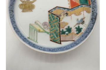 幕末　伊万里　色絵　多様な絵付けが目を惹く小皿&銘々皿5枚セット(鶴、つる、ツル、松、竹、梅、和皿、和食器)(R-073758)