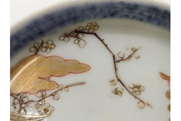 幕末　伊万里　色絵　多様な絵付けが目を惹く小皿&銘々皿5枚セット(鶴、つる、ツル、松、竹、梅、和皿、和食器)(R-073758)