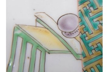 幕末　伊万里　色絵　多様な絵付けが目を惹く小皿&銘々皿5枚セット(鶴、つる、ツル、松、竹、梅、和皿、和食器)(R-073758)