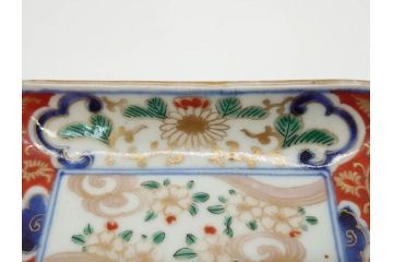 稀少サイズ!　江戸期　古伊万里　色絵　染付　約15cm　4.9寸　鮮やかな色合いが食卓に彩を与える長皿3枚セット(角皿、和皿、和食器、四寸九分)(R-073759)