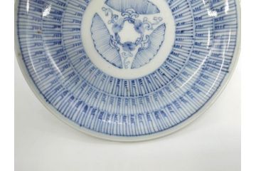 江戸期　古伊万里　染付　唐子　暦文　丸紋　雲龍文　多種多様なデザインが味わい深い魅力を放つ中皿5枚セット(古玩?、中国?、和皿、和食器)(R-073760)
