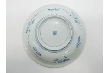 江戸期　古伊万里　染付　唐子　暦文　丸紋　雲龍文　多種多様なデザインが味わい深い魅力を放つ中皿5枚セット(古玩?、中国?、和皿、和食器)(R-073760)