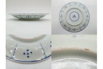 江戸期　古伊万里　染付　唐子　暦文　丸紋　雲龍文　多種多様なデザインが味わい深い魅力を放つ中皿5枚セット(古玩?、中国?、和皿、和食器)(R-073760)