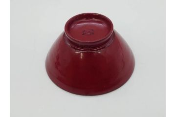 五客セットはレア!　角偉三郎　上品に輝く艶が魅力的な朱盃5客セット(漆器、杯、酒器、共箱付き、和食器)(R-073761)