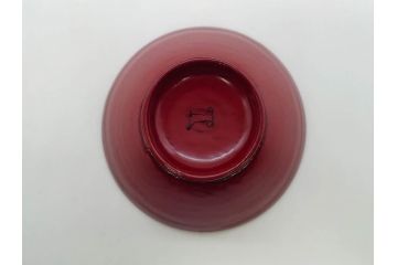 五客セットはレア!　角偉三郎　上品に輝く艶が魅力的な朱盃5客セット(漆器、杯、酒器、共箱付き、和食器)(R-073761)