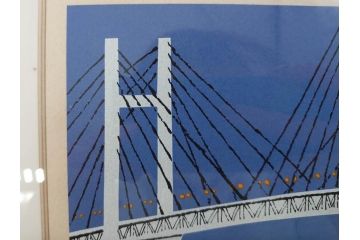 柳原良平　横浜ベイブリッジ夜景　限定2000部　リトグラフ(版画、額装、イラストレーター、記念品)(R-073773)