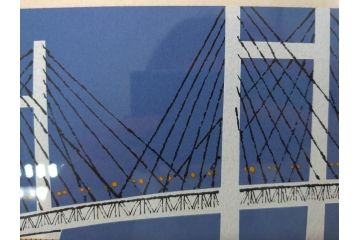 柳原良平　横浜ベイブリッジ夜景　限定2000部　リトグラフ(版画、額装、イラストレーター、記念品)(R-073773)