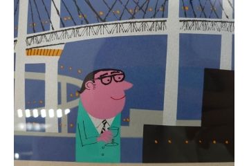 柳原良平　横浜ベイブリッジ夜景　限定2000部　リトグラフ(版画、額装、イラストレーター、記念品)(R-073773)
