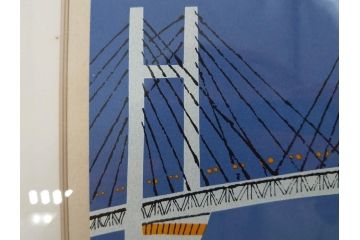 柳原良平　横浜ベイブリッジ夜景　限定2000部　リトグラフ(版画、額装、イラストレーター、記念品)(R-073773)