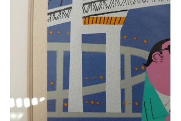 柳原良平　横浜ベイブリッジ夜景　限定2000部　リトグラフ(版画、額装、イラストレーター、記念品)(R-073773)