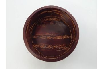 荒慶作　樺細工(桜皮細工)　和の趣を感じさせる渋い佇まいが魅力の茶筒(棗、茶器、茶入れ、茶道具、共箱付き)(R-073774)