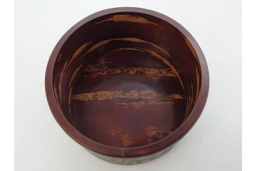荒慶作　樺細工(桜皮細工)　和の趣を感じさせる渋い佇まいが魅力の茶筒(棗、茶器、茶入れ、茶道具、共箱付き)(R-073774)