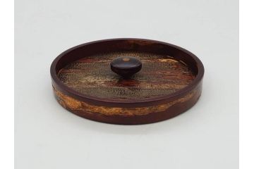 荒慶作　樺細工(桜皮細工)　和の趣を感じさせる渋い佇まいが魅力の茶筒(棗、茶器、茶入れ、茶道具、共箱付き)(R-073774)