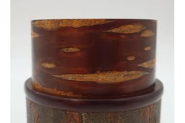 荒慶作　樺細工(桜皮細工)　和の趣を感じさせる渋い佇まいが魅力の茶筒(棗、茶器、茶入れ、茶道具、共箱付き)(R-073774)